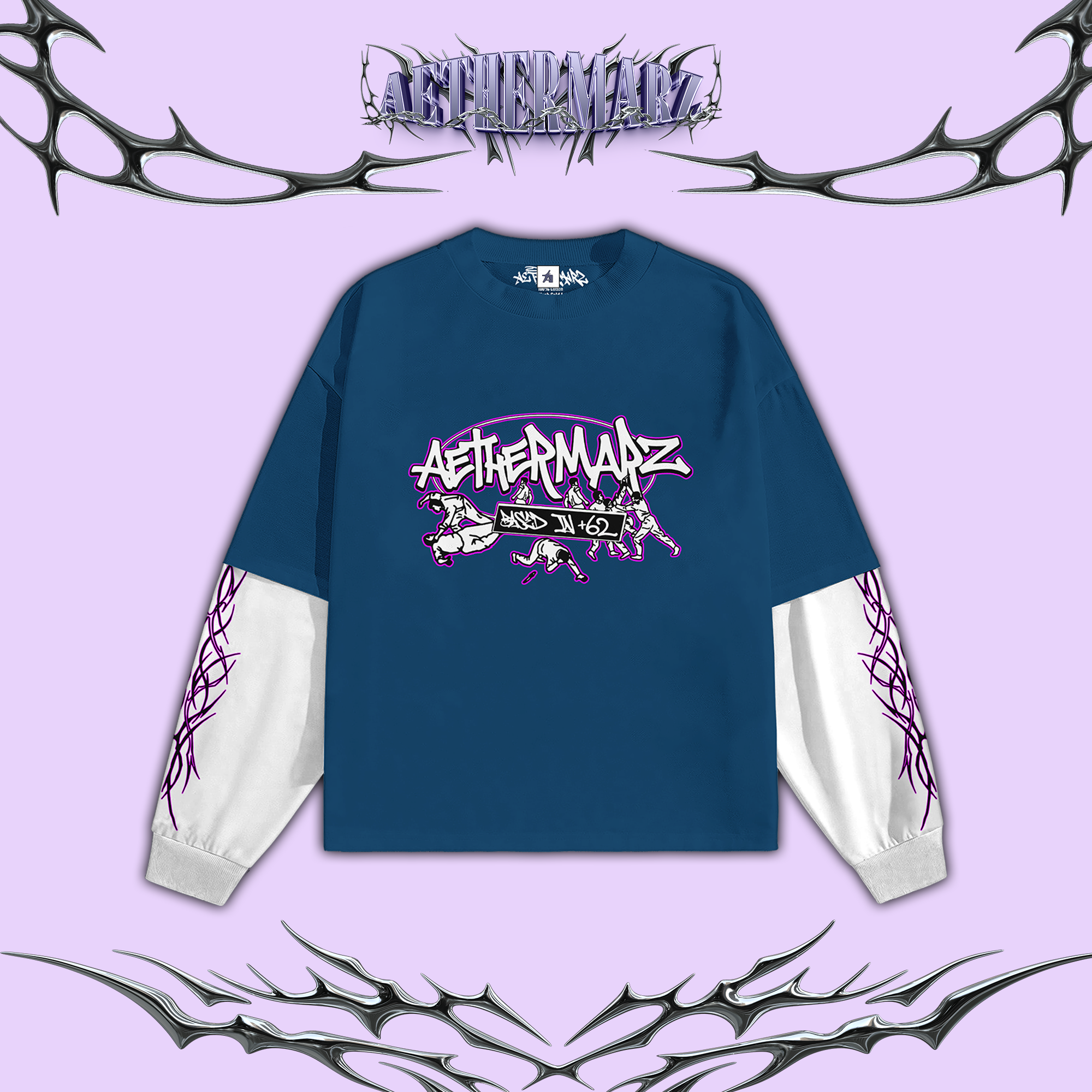 Longsleeve Boxy Double Layer | "WE REMAIN" Deep Blue | AETHERMARZ