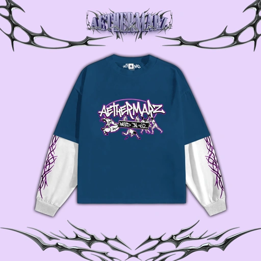 Longsleeve Boxy Double Layer | "WE REMAIN" Deep Blue | AETHERMARZ