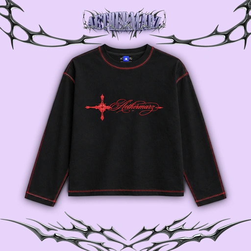 T-shirt Longsleeve Boxy | "AEGIS PULSE" Black | AETHERMARZ