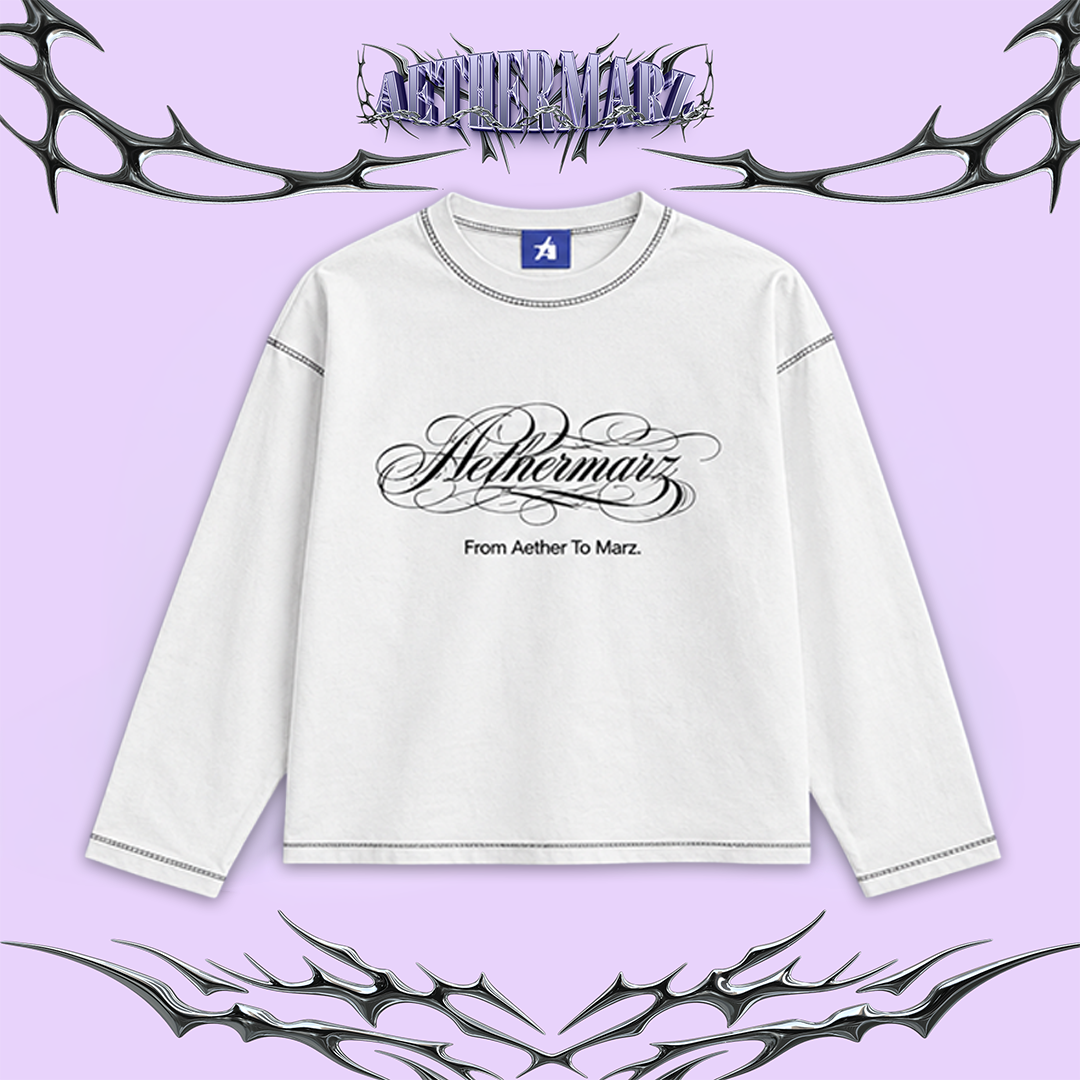 T-shirt Longsleeve Boxy | "FERAL DRIFT" White | AETHERMARZ