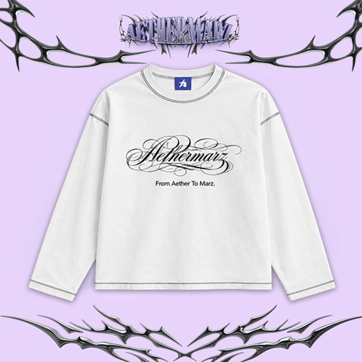 T-shirt Longsleeve Boxy | "FERAL DRIFT" White | AETHERMARZ