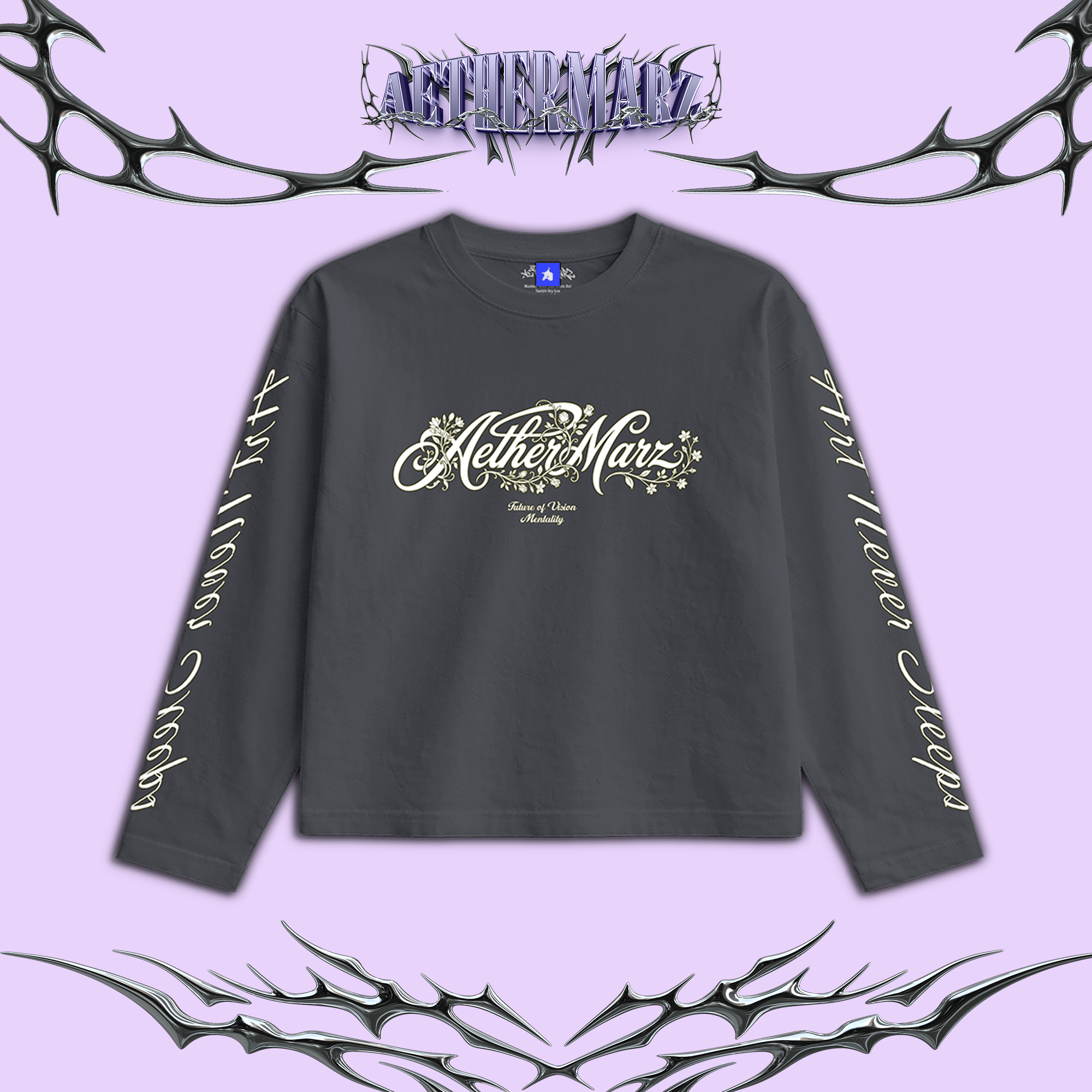 Longsleeve Boxy | "Nocturne Bloom" Dark gray | AETHERMARZ