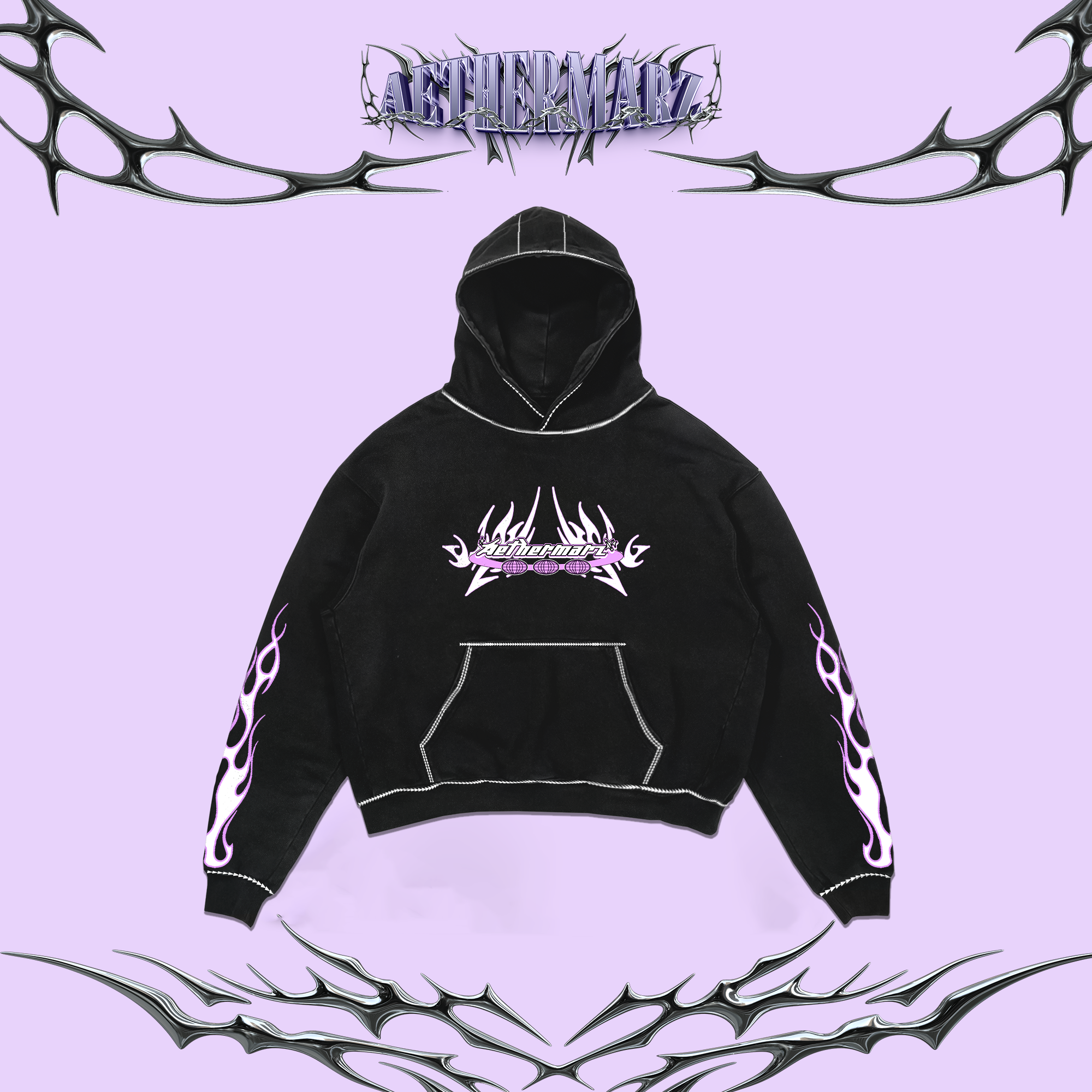 Boxy Tee Hoodie Aethermarz - MIDNIGHT PULSE 