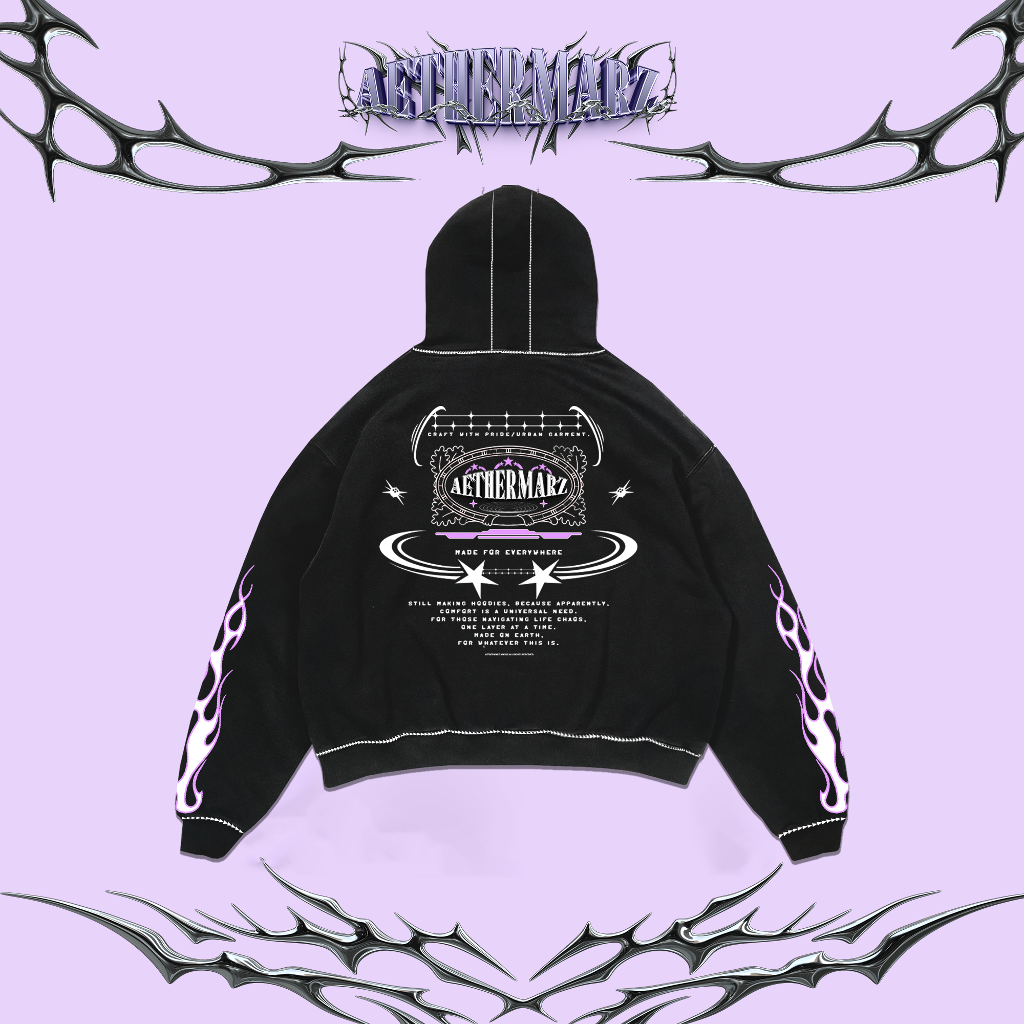 Boxy Tee Hoodie Aethermarz - MIDNIGHT PULSE 