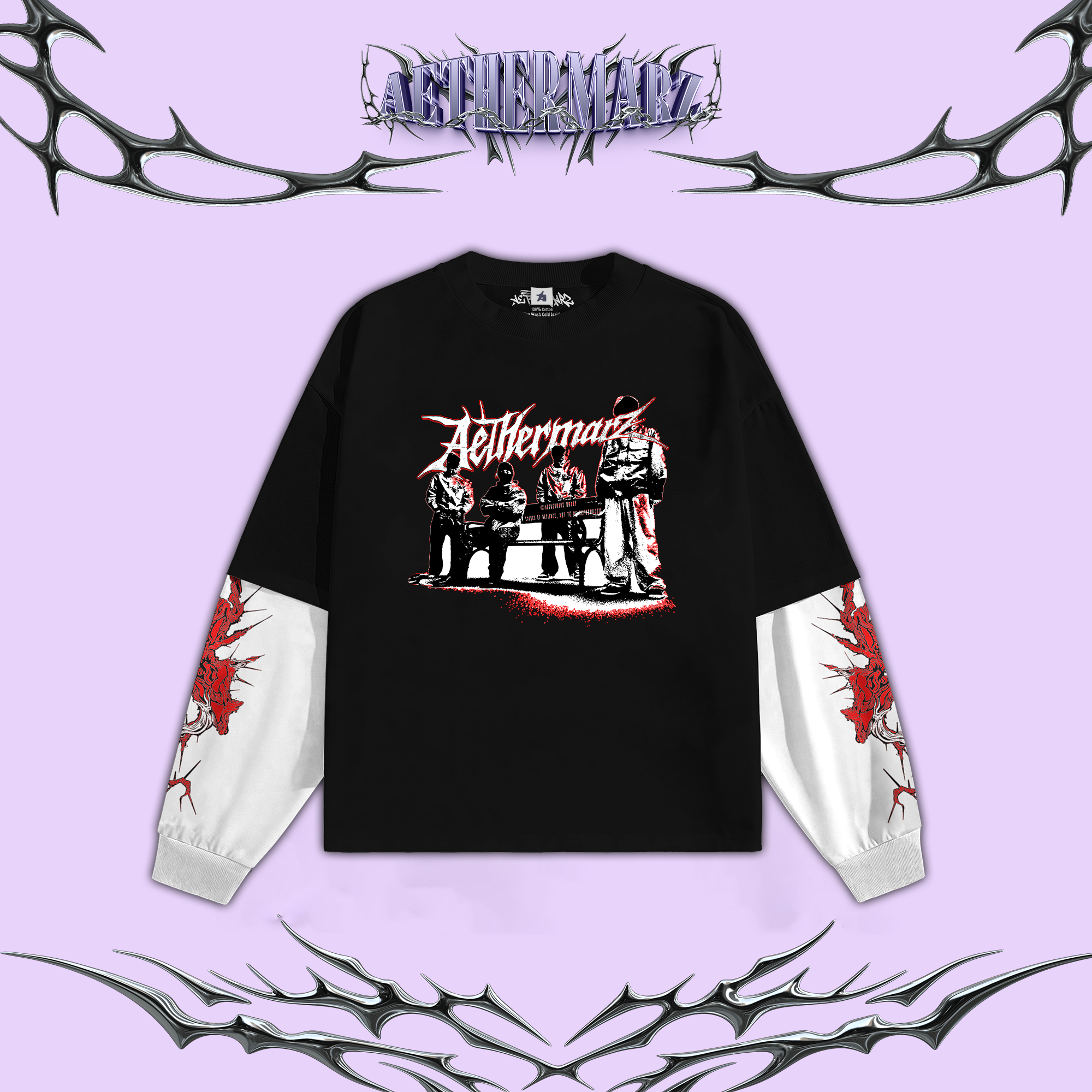Longsleeve Boxy Double Layer | "LEGACY OF RESISTANCE" Hitam | AETHERMARZ