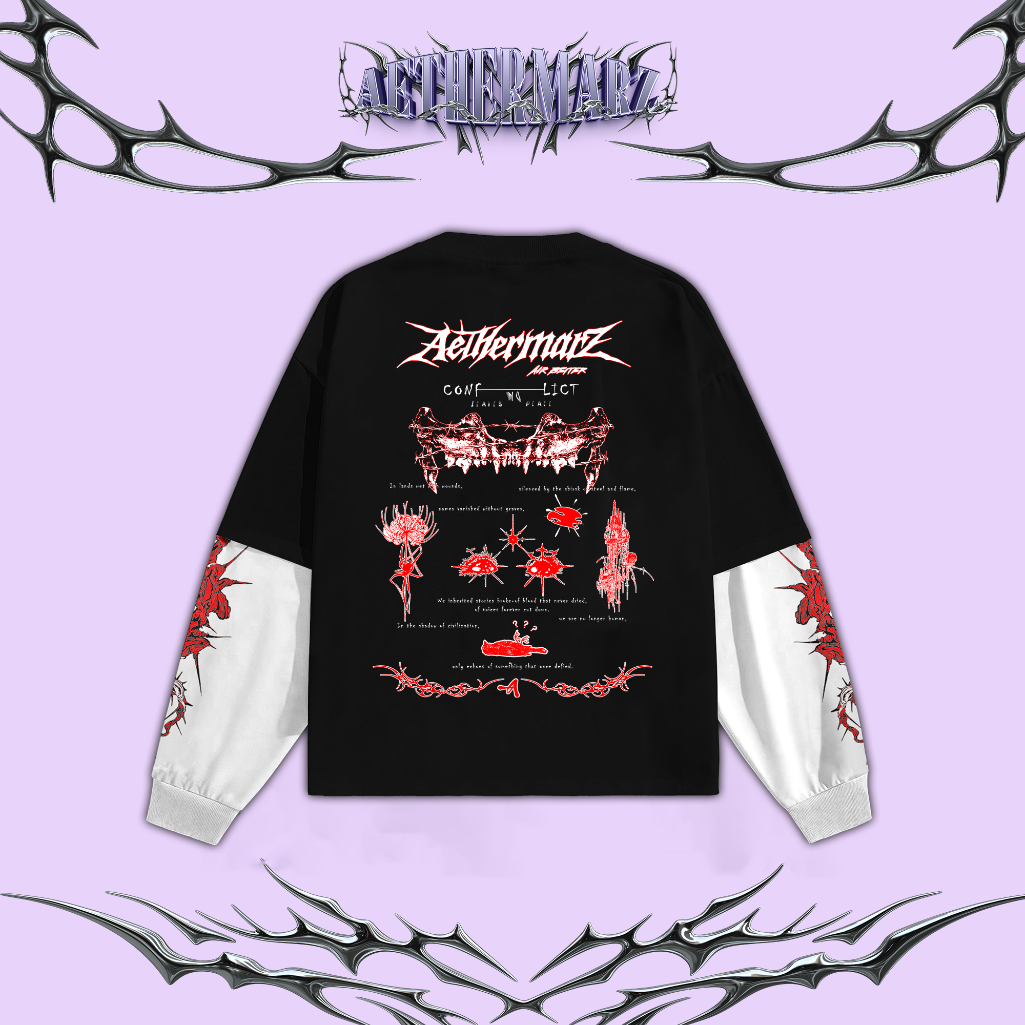 Longsleeve Boxy Double Layer | "LEGACY OF RESISTANCE" Hitam | AETHERMARZ