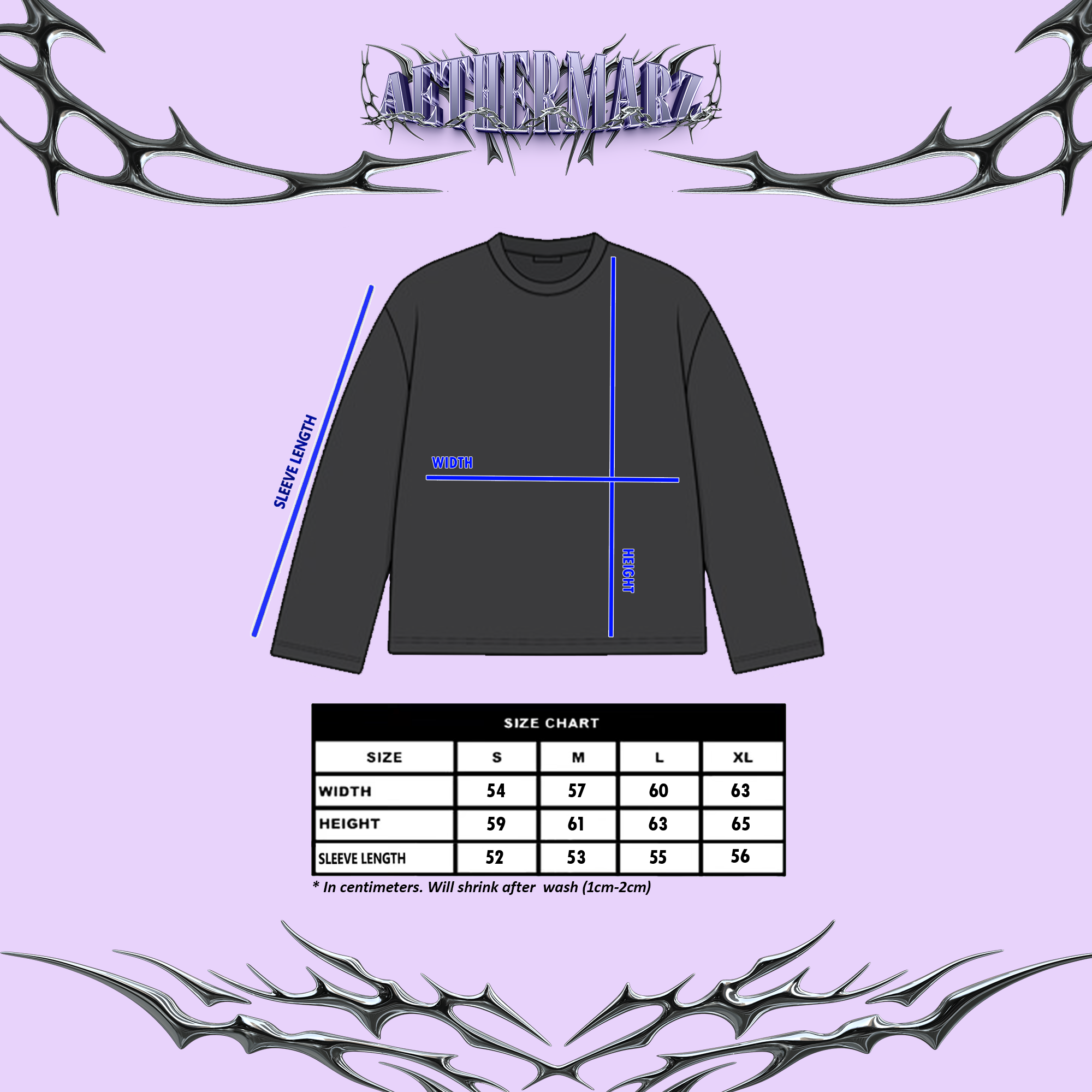 Longsleeve Boxy | "Nocturne Bloom" Dark gray | AETHERMARZ