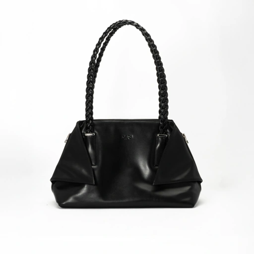 Image of Celeste Braided Handle Tote - Black