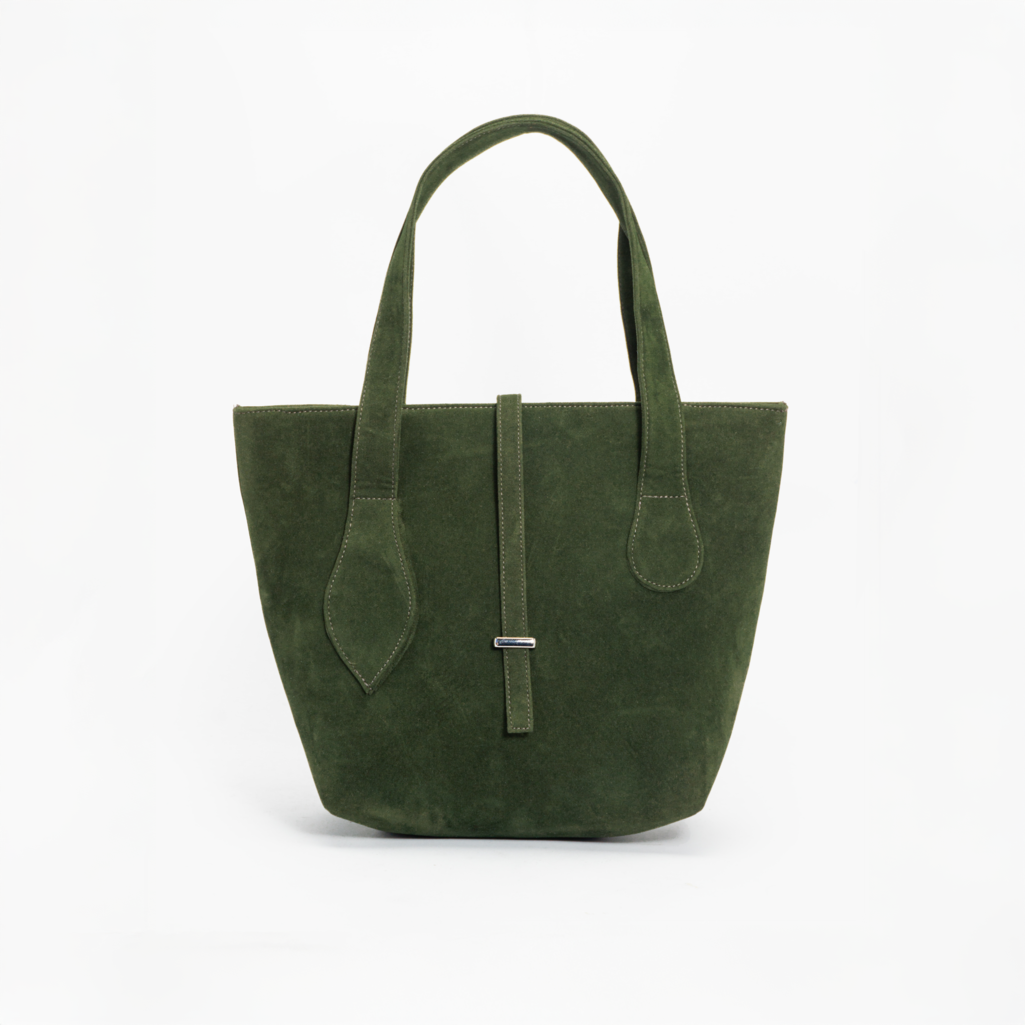 Jade Suede Bucket Bag - Deep Olive