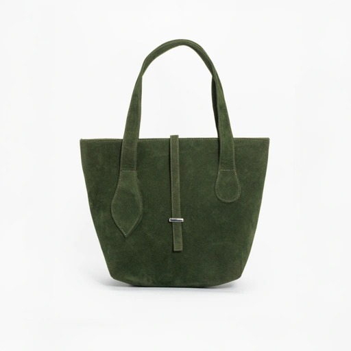 Image of Jade Suede Bucket Bag - Deep Olive