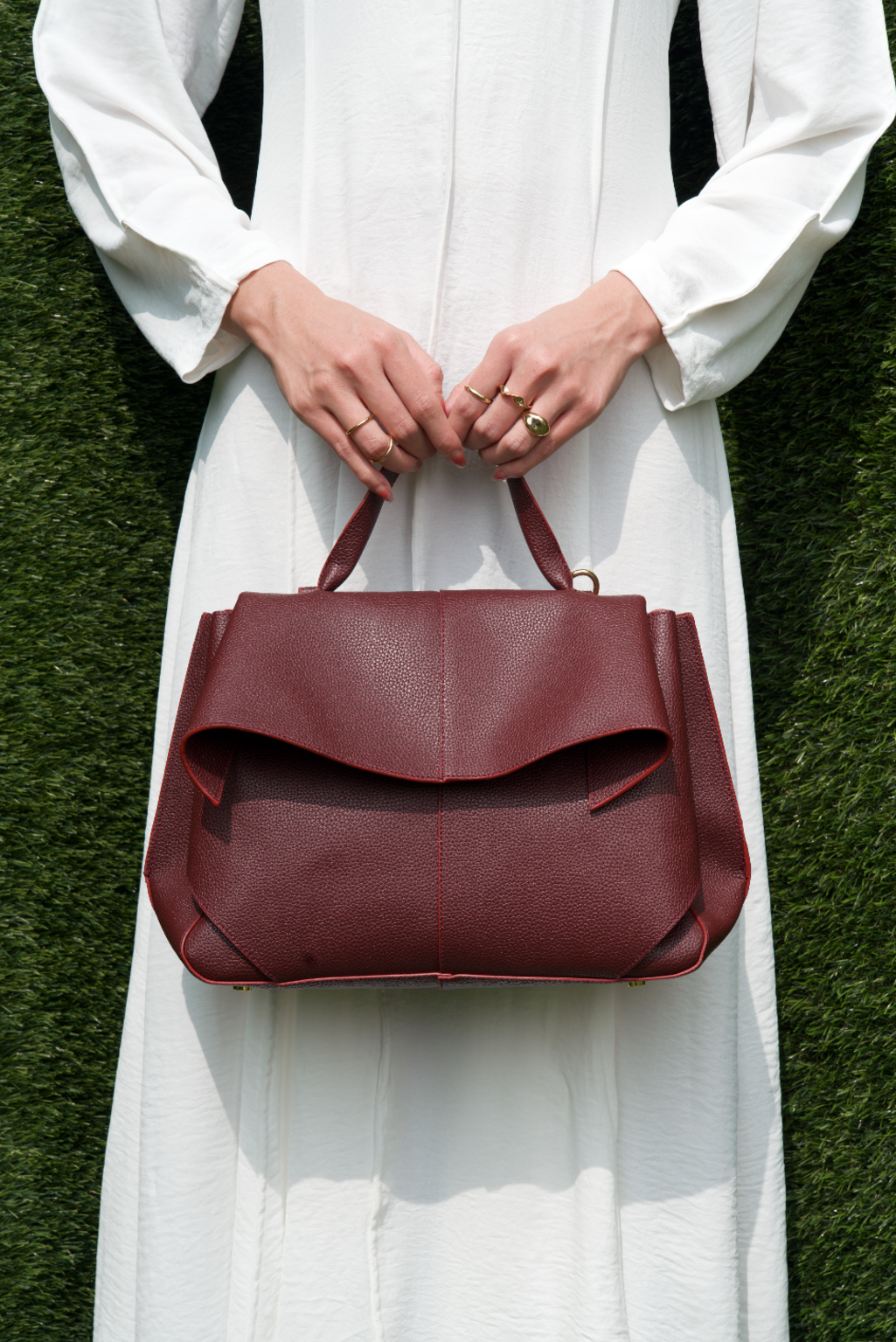 Odette Structured Bag - Deep Burgundy