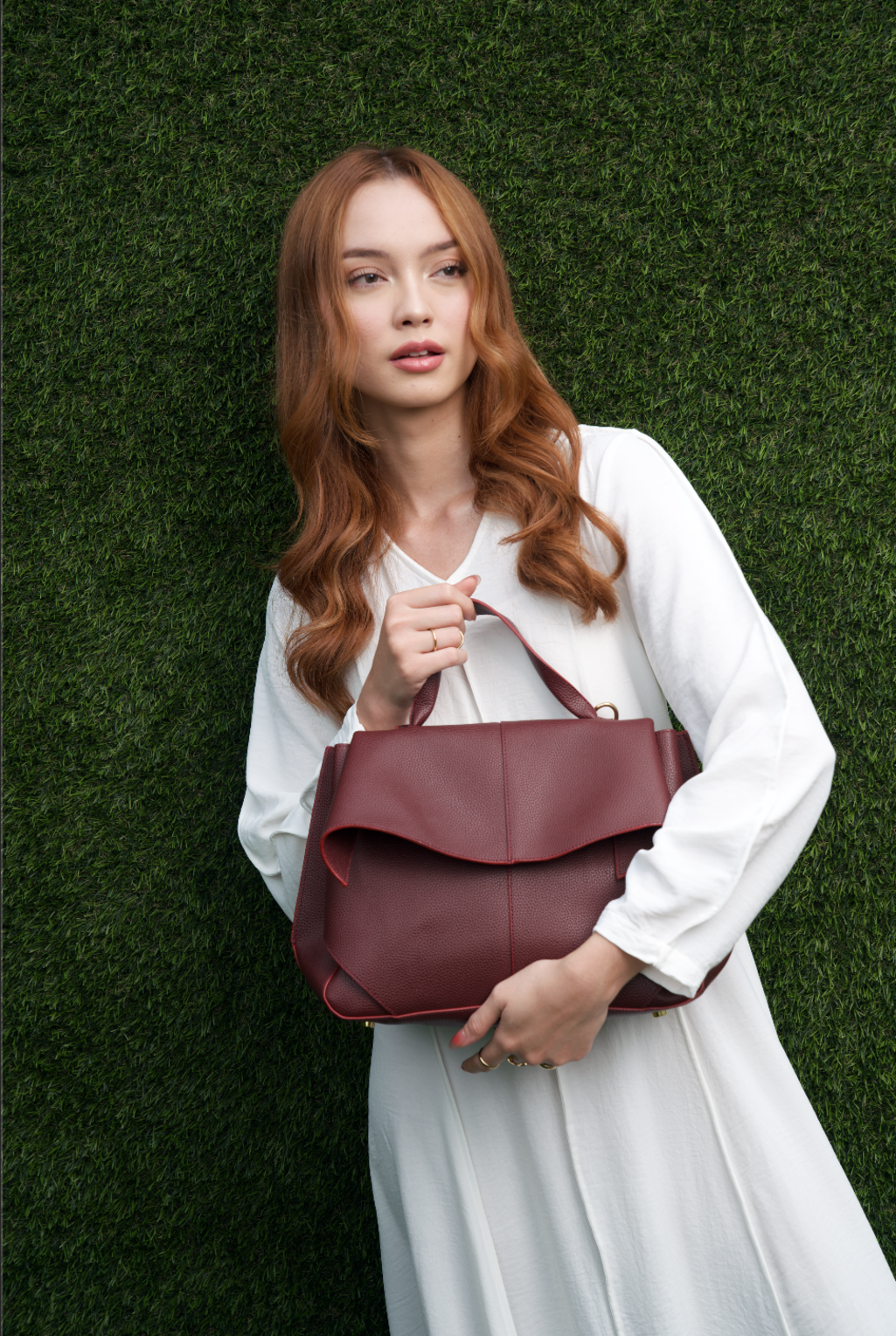 Odette Structured Bag - Deep Burgundy