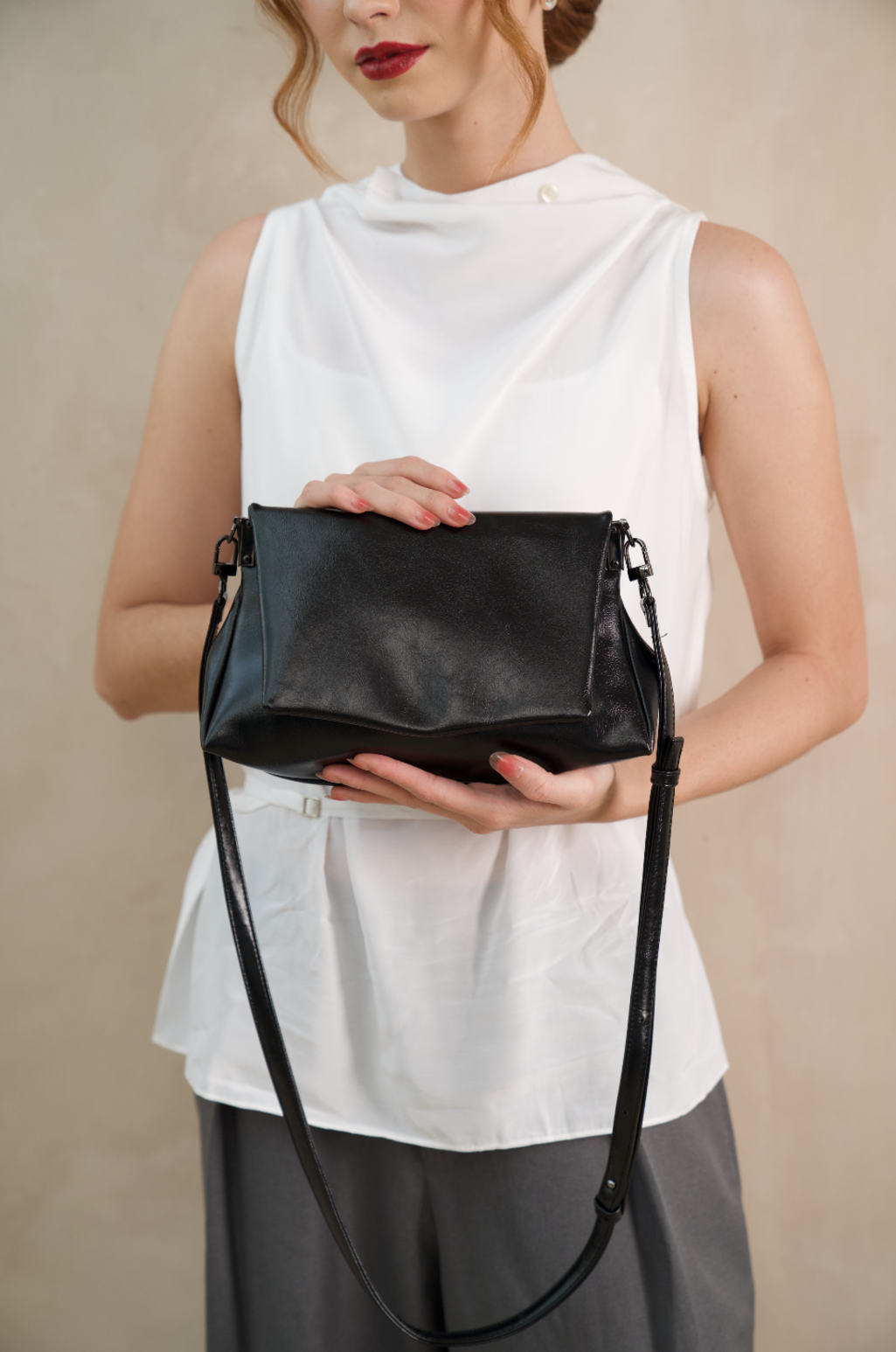 Sienna Flap Shoulder Bag - Black