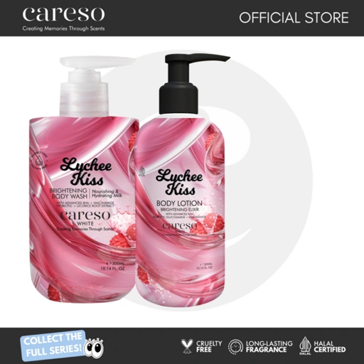 Image of CARESO - Lychee Kiss Bath Duo (Body Wash + Body Lotion)