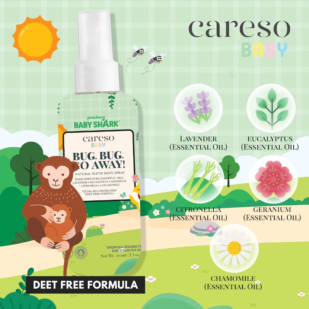 [BUNDLE CARESO BABY] Sun, Sun, Go Away + Bug Bug Go Away (2in1 Sunscreen + Body Spray Anti Nyamuk)