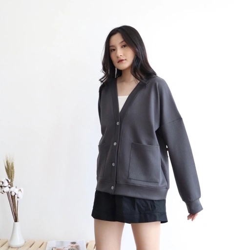 Image of MSMO Reina Oversized Outer Cardigan Big Pocket Fit Panjang / Outer Wanita Panjang