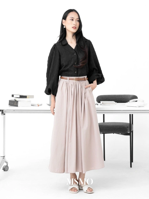 Image of MSMO Lucia Skirt / Rok Panjang Polos / Rok Wanita Casual Semi / Rok Putih
