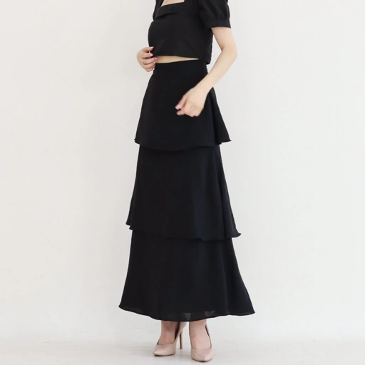 Image of MSMO Shea Crinkle Tier Skirt / Rok Panjang Wanita / Long Skirt / Rok Ruffle
