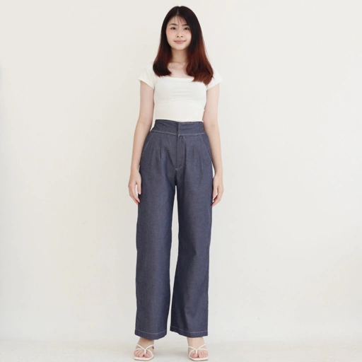 Image of MSMO Costa highwaisted long pants culotte / highwaist wanita / celana culotte wanita  / celana kulot panjang jeans