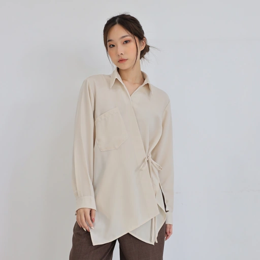Image of MSMO Mettle / Atasan Wanita Blouse / Baju V neck Wanita / Blouse Wanita Kekinian / Top Wanita Elegan