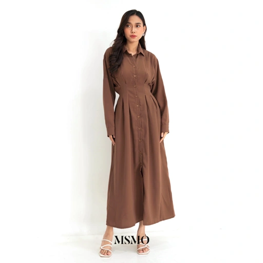 Image of MSMO Isabelle Long Sleeve Maxi Dress / Maxi Dress Polos Wanita / Long Sleeve Dress Wanita