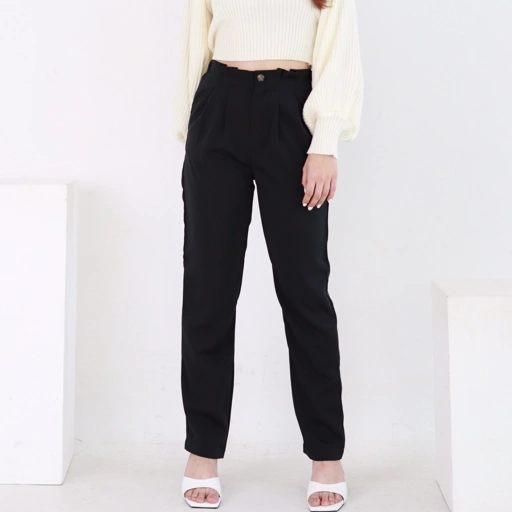 Image of MSMO Paisley Office Highwaist Long Pants / celana bahan hitam wanita / celana polos wanita / celana panjang wanita terbaru