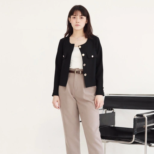 Image of MSMO Selene Outer Wanita Lengan Panjang / Long Outer Wanita / Outer Basic Wanita Kancing Kantong