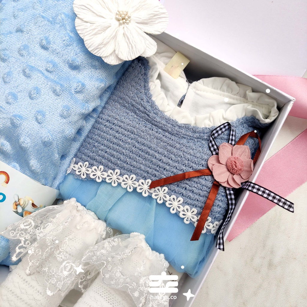 Baby Dress Blue Peach Set / 6 - 12 Month