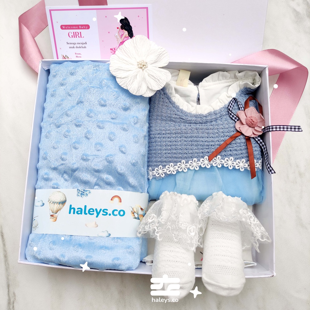 Baby Dress Blue Peach Set / 6 - 12 Month