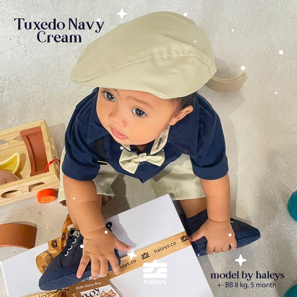 Haleys.co Hampers Premium | Varian Tuxedo Package | Tuxedo Formal Baby Boy + Piyama Katun 100% Adem Ringan 6-12 Bulan | Jumper Bear | 8 in 1 