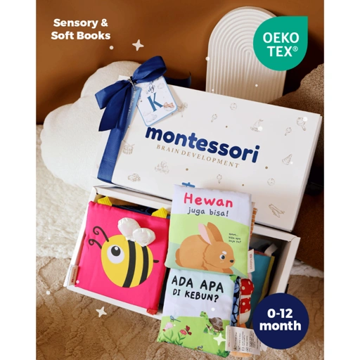 Image of Haleys.co hampers Premium | Montessori Sensory Books untuk Bayi dan Anak Anak 0-12 month | Soft Books buku edukasi dan stimulasi bayi | Sensory Toys | Baby Books | High Contrast Books new
