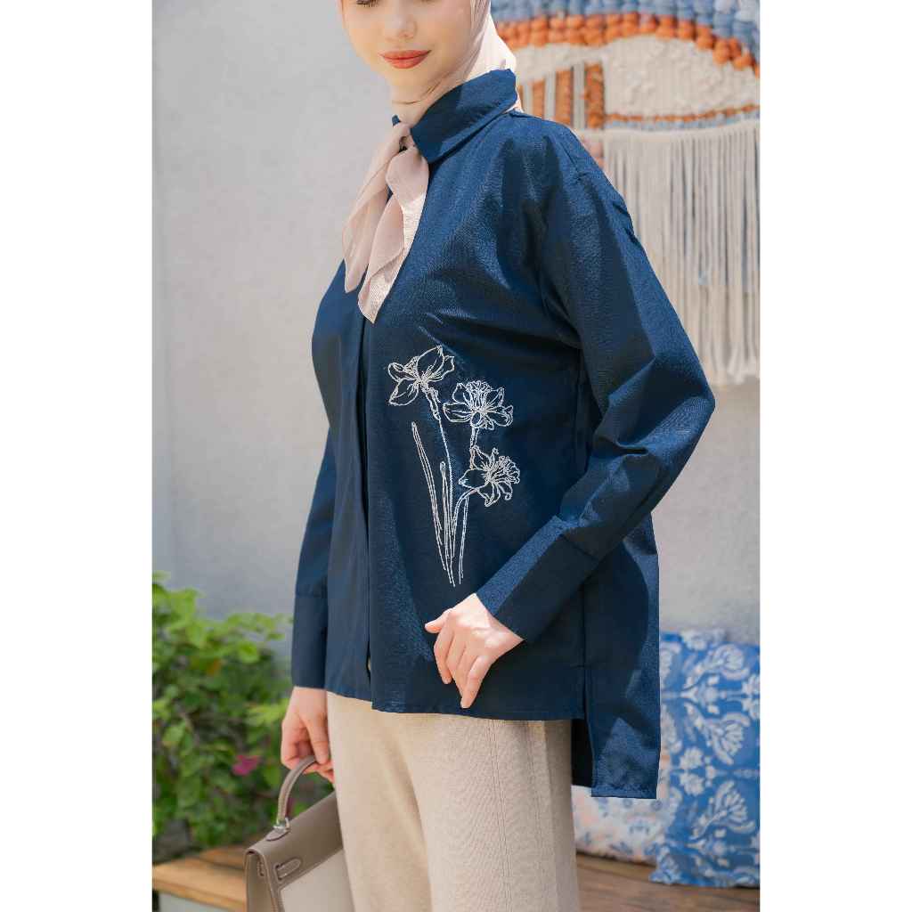 Naraya Lume Shirt Cotton Flower Bordir
