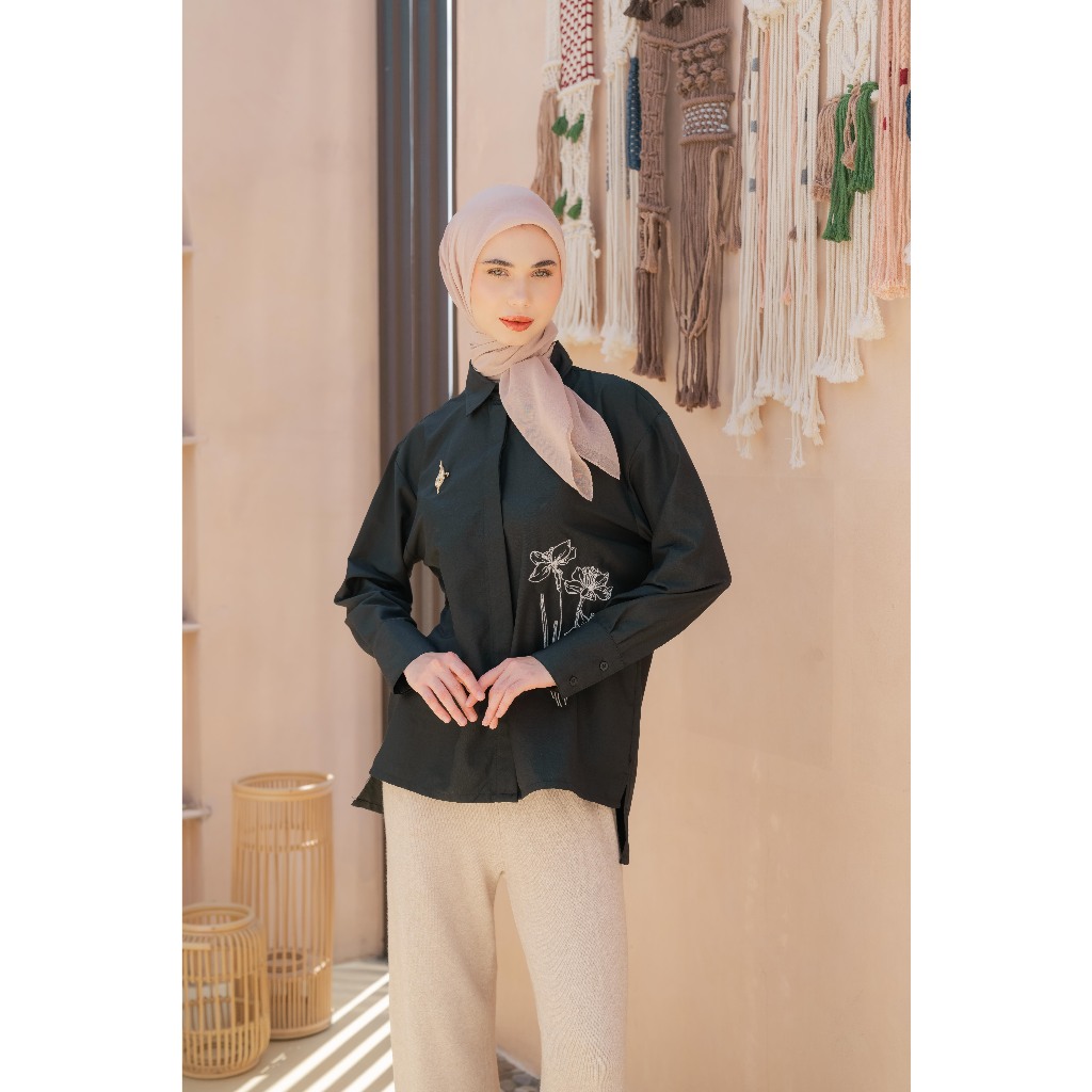 Naraya Lume Shirt Cotton Flower Bordir