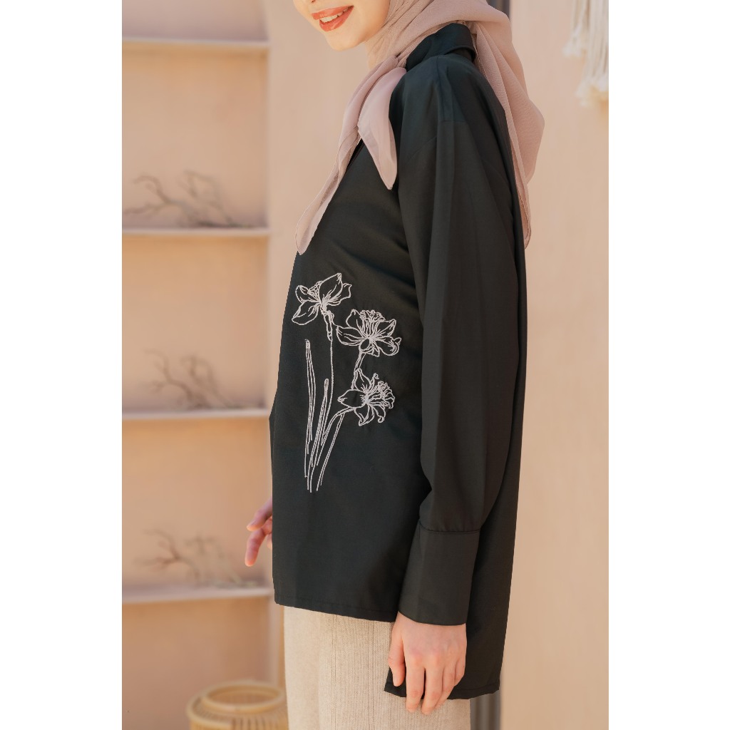 Naraya Lume Shirt Cotton Flower Bordir