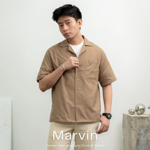 Image of MARVIN Kemeja Linen Cuban Bowling Shirt | Kemeja Pendek Boxy Oversize by Divsouth