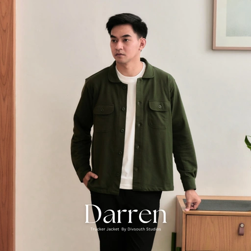 Image of DARREN Trucker Jacket Panjang Pria Terry Premium by Divsouth