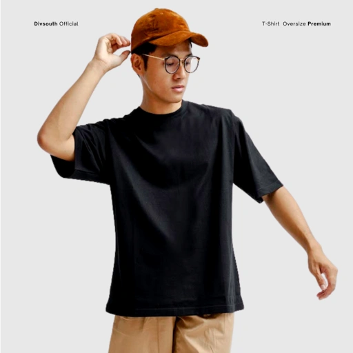 Image of DIVSOUTH T-shirt Oversize Short Sleeve Black 100% Cotton | Kaos Polos Hitam Oversize