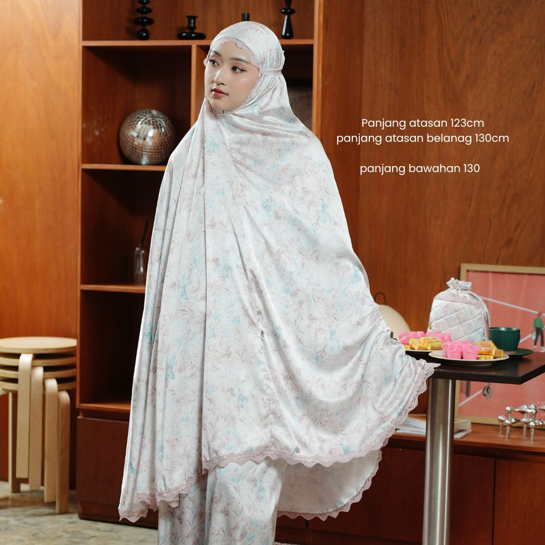 KIMYA- Mukena RAHAYU, bahan silky dengan style 2 in 1 cantik elegan cocok buat hari raya, dan jumbo buat sampai bb xl