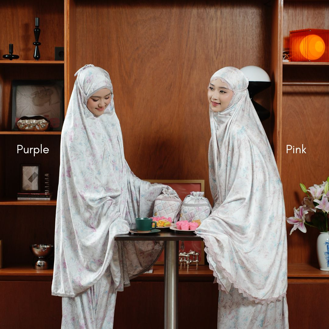 KIMYA- Mukena RAHAYU, bahan silky dengan style 2 in 1 cantik elegan cocok buat hari raya, dan jumbo buat sampai bb xl