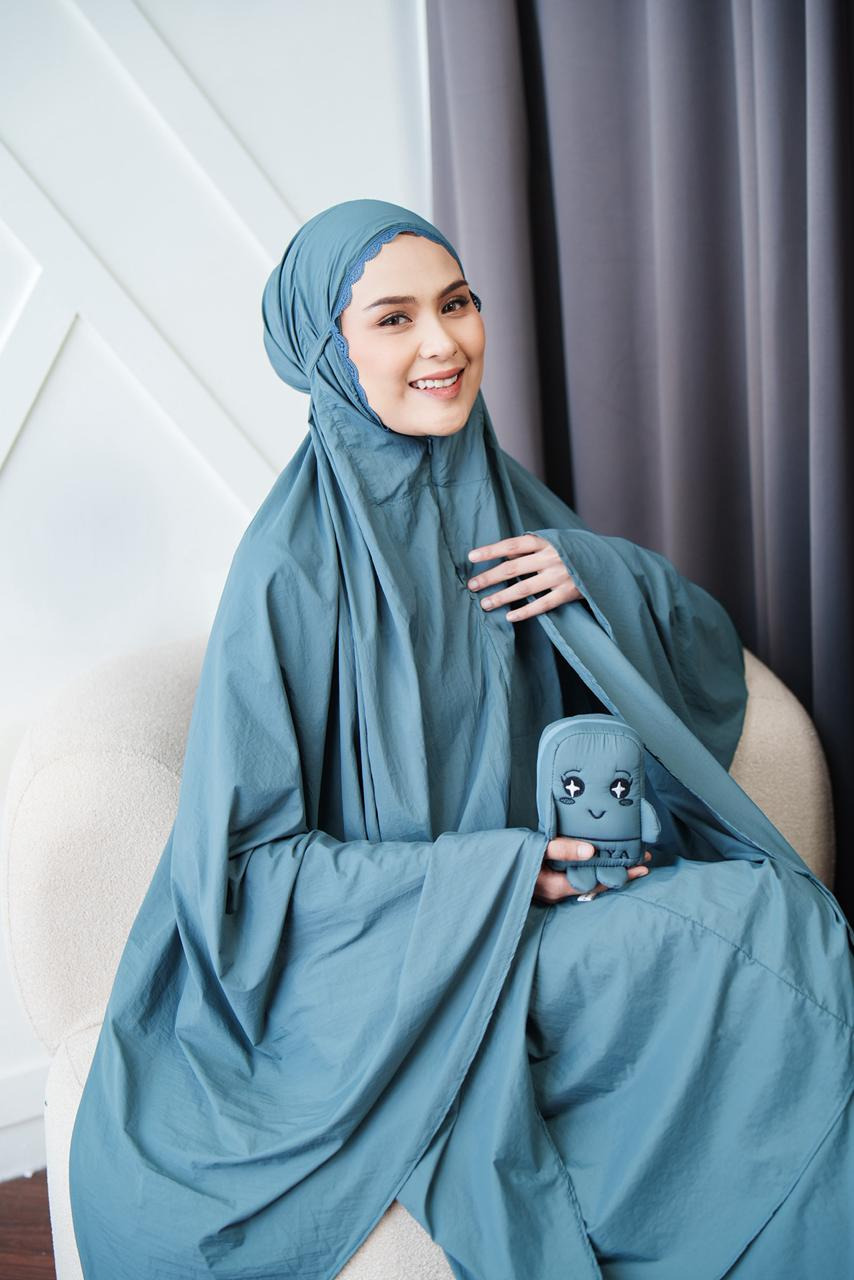 Mukena CHIBI by kimya, style 2 in 1 dengan tas character size jumbo, dengan bahan parasute solite