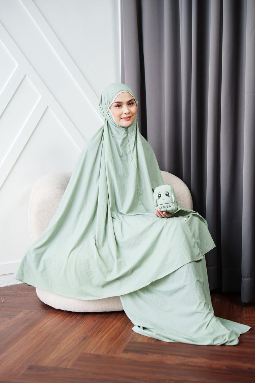 Mukena CHIBI by kimya, style 2 in 1 dengan tas character size jumbo, dengan bahan parasute solite