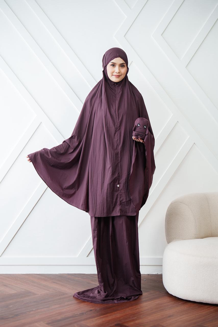 Mukena CHIBI by kimya, style 2 in 1 dengan tas character size jumbo, dengan bahan parasute solite
