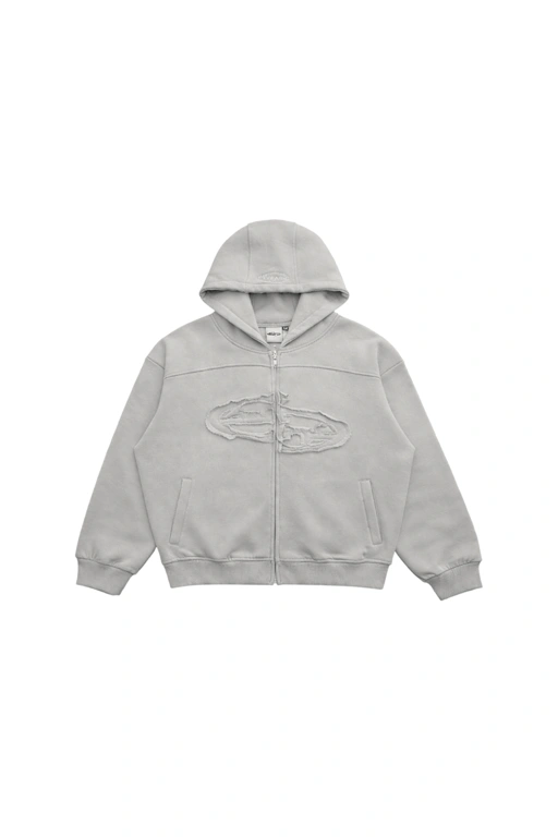 Image of SANR STUDIO HOODIE ZIP DISTRESSED - MISTY 