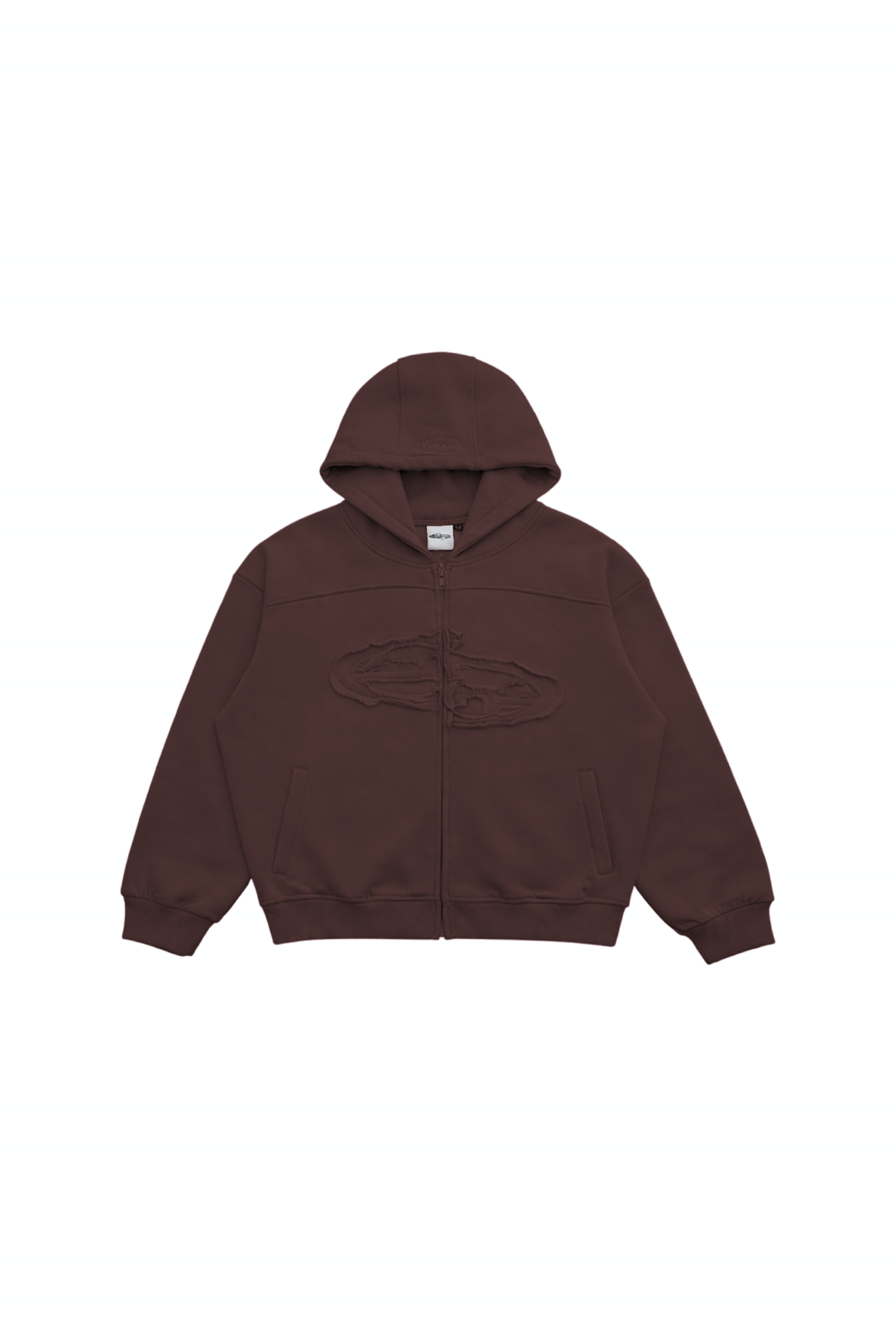 SANR STUDIO HOODIE ZIP DISTRESSED - BROWN