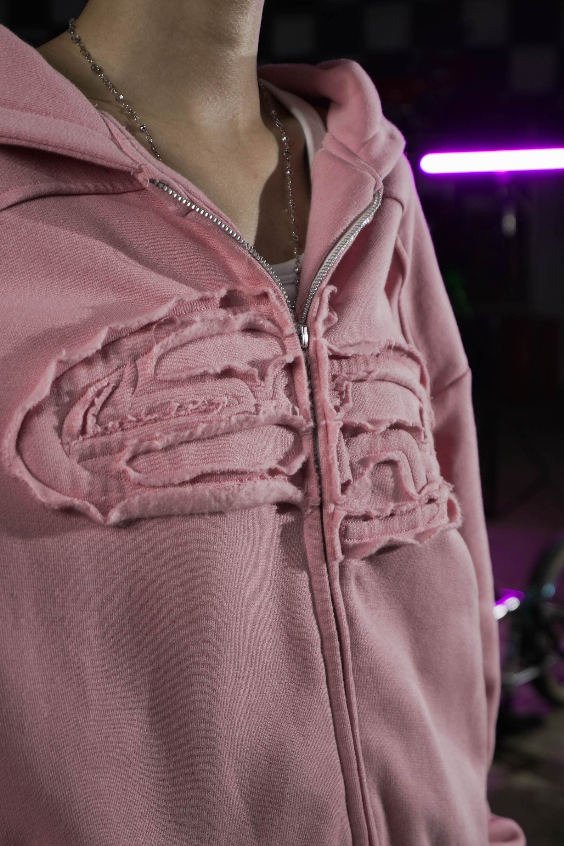 SANR STUDIO HOODIE ZIP DISTRESSED - PINK 1st ANNIVERSARY