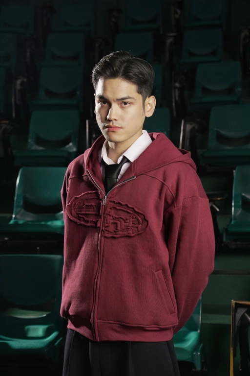 Image of SANR STUDIO HOODIE DISTRESSED - MAROON