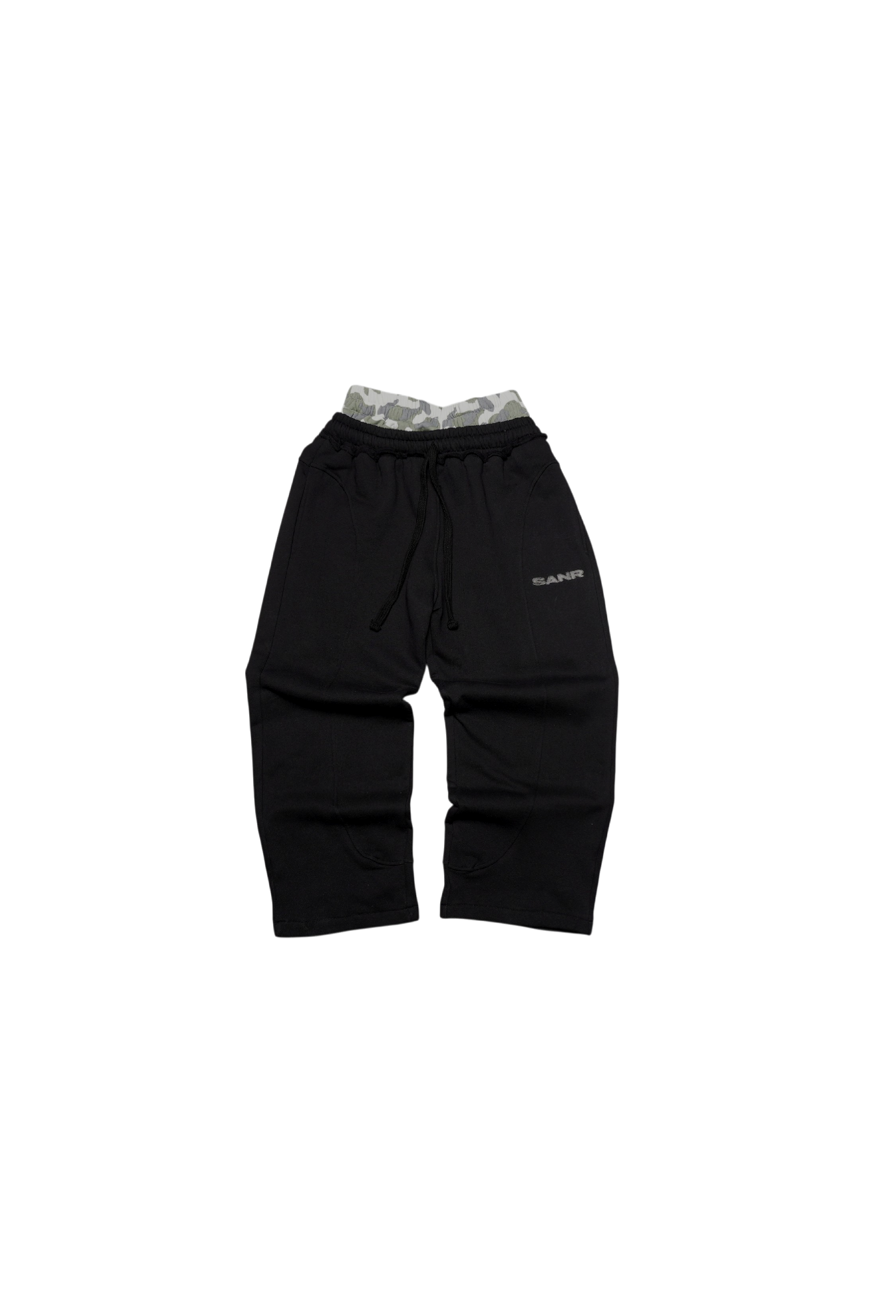 SANR STUDIO SWEATPANTS DOUBLE WAIST CAMO - BLACK