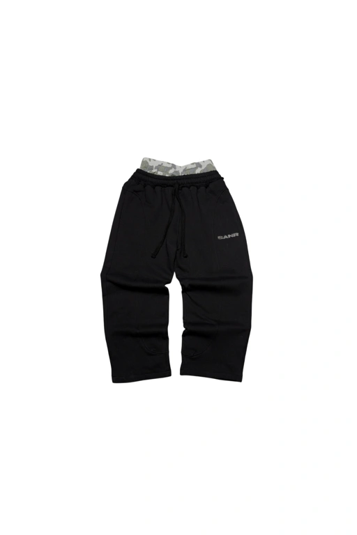 Image of SANR STUDIO SWEATPANTS DOUBLE WAIST CAMO - BLACK