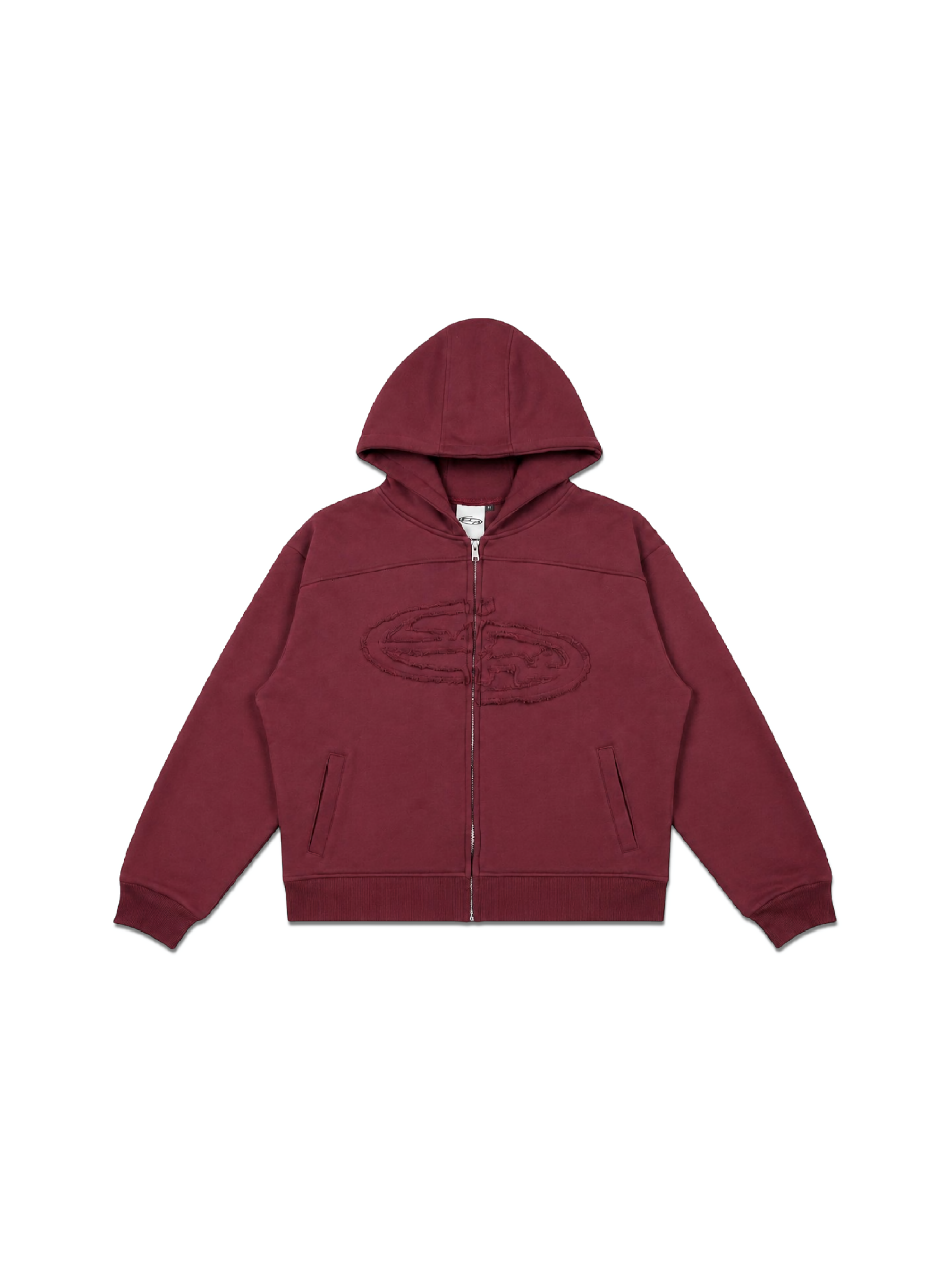SANR STUDIO HOODIE ZIP DISTRESSED - MAROON