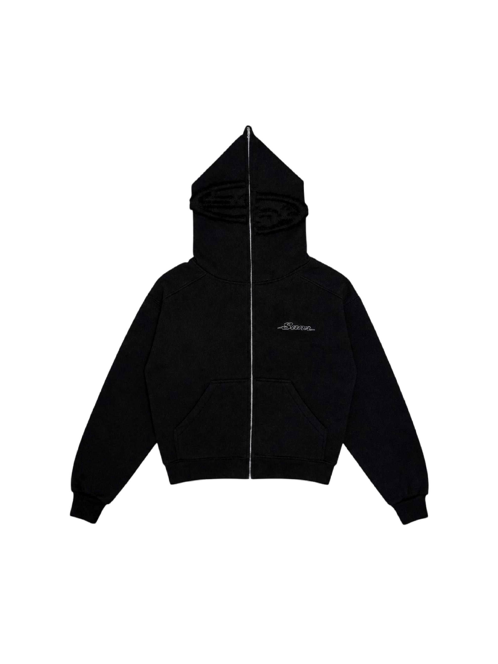 SANR STUDIO FULL ZIP UP HOODIE - BLACK
